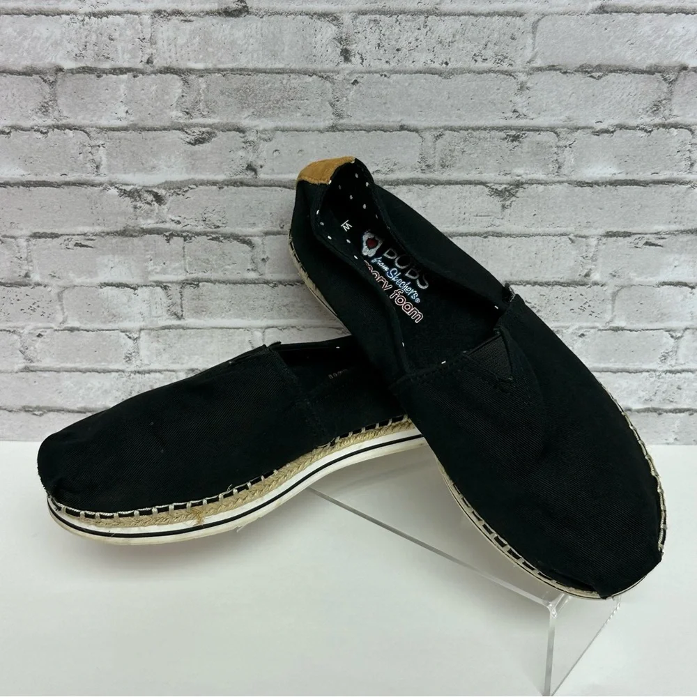 Bobs from Skechers Shoes Womens 8 Breeze Espadrille Black Canvas Comfort 32719